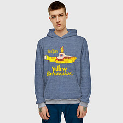 Толстовка-худи мужская On a Yellow Submarine 3D, цвет: 3D-меланж — фото 2