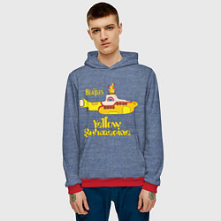 Толстовка-худи мужская On a Yellow Submarine 3D, цвет: 3D-красный — фото 2