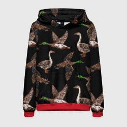 Толстовка-худи мужская Утки паттерн, цвет: 3D-красный