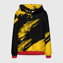 Толстовка-худи мужская BLACK AND YELLOW GRUNGE ГРАНЖ, цвет: 3D-красный