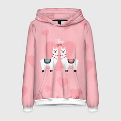 Толстовка-худи мужская Lama I Love You, цвет: 3D-белый
