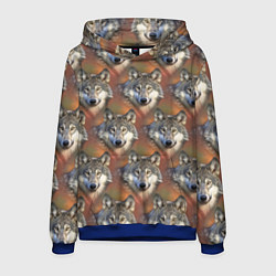 Толстовка-худи мужская Волки Wolfs паттерн, цвет: 3D-синий