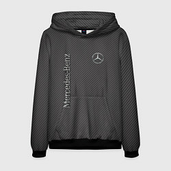 Толстовка-худи мужская Mercedes карбоновые полосы, цвет: 3D-черный