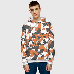 Толстовка-худи мужская Orange Camo, цвет: 3D-белый — фото 2
