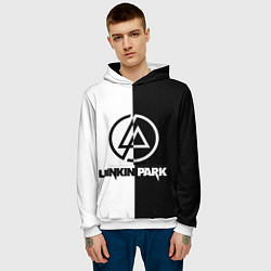 Толстовка-худи мужская Linkin Park ЧБ, цвет: 3D-белый — фото 2