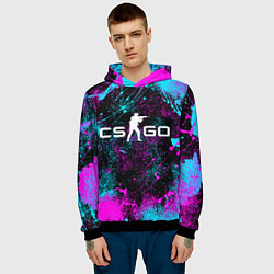 Толстовка-худи мужская КС ГО НЕОН CS GO NEON, цвет: 3D-черный — фото 2