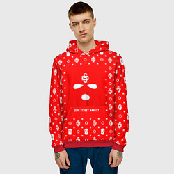 Толстовка-худи мужская Узор Red Phantom Ski Mask Dope Street Market, цвет: 3D-красный — фото 2