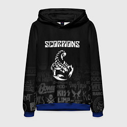 Толстовка-худи мужская Scorpions логотипы рок групп, цвет: 3D-синий