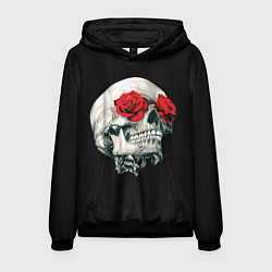 Толстовка-худи мужская Череп Розы, цвет: 3D-черный
