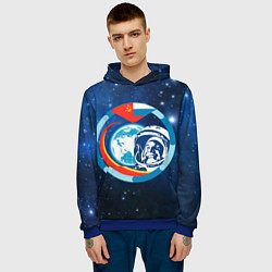 Толстовка-худи мужская Первый Космонавт Юрий Гагарин 3D 3, цвет: 3D-синий — фото 2