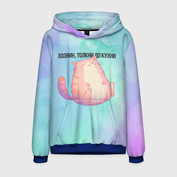 Толстовка-худи мужская Кот обормот, цвет: 3D-синий