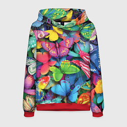 Толстовка-худи мужская Стая бабочек Pattern, цвет: 3D-красный