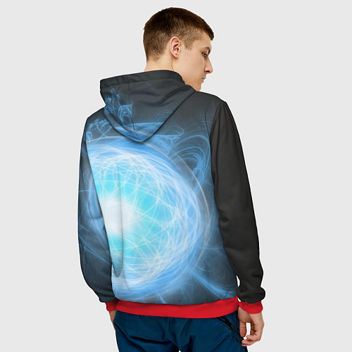 Мужская толстовка Череп-монстр в молниях / 3D-Красный – фото 4