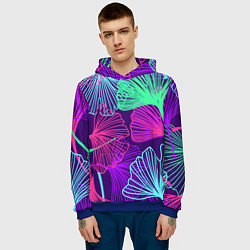Толстовка-худи мужская Neon color pattern Fashion 2023, цвет: 3D-синий — фото 2