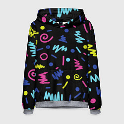 Толстовка-худи мужская Neon color pattern Fashion 2032, цвет: 3D-меланж