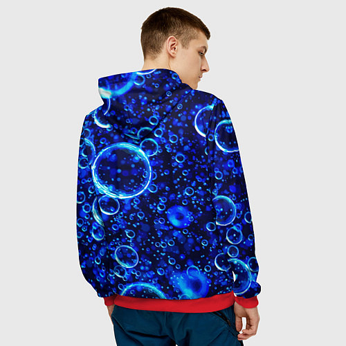 Мужская толстовка Пузыри воздуха в воде Pattern / 3D-Красный – фото 4