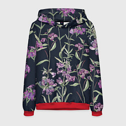 Толстовка-худи мужская Цветы Фиолетовые, цвет: 3D-красный