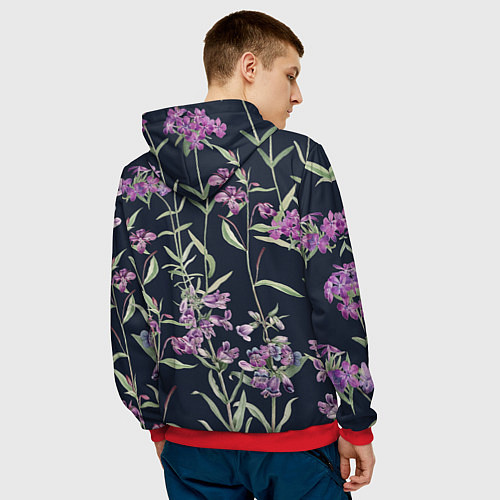 Мужская толстовка Цветы Фиолетовые / 3D-Красный – фото 4