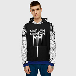 Толстовка-худи мужская Marilyn manson rock n roll, цвет: 3D-синий — фото 2