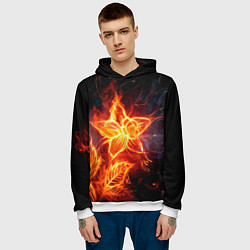 Толстовка-худи мужская Flower Neon Fashion 2035 Flame, цвет: 3D-белый — фото 2