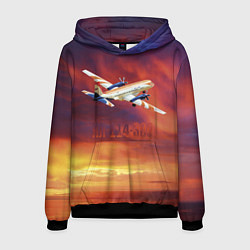 Толстовка-худи мужская Самолет Ил 114-300, цвет: 3D-черный