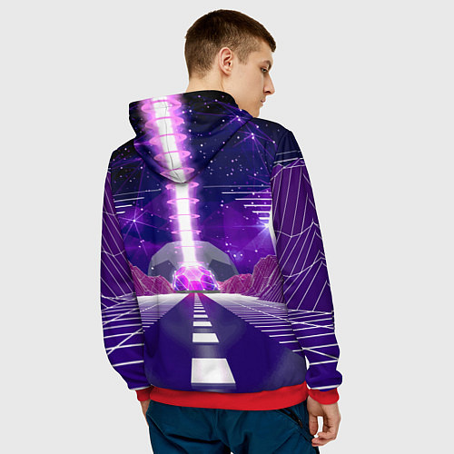Мужская толстовка Vaporwave Neon Space / 3D-Красный – фото 4