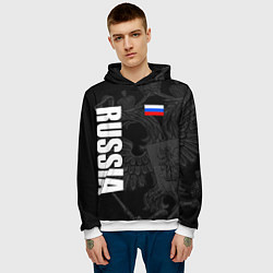 Толстовка-худи мужская RUSSIA - BLACK EDITION, цвет: 3D-белый — фото 2