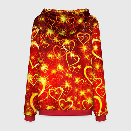 Мужская толстовка СВЕТЯЩИЕСЯ СЕРДЕЧКИ / 3D-Красный – фото 2