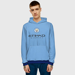 Толстовка-худи мужская Manchester City Манчестер Сити Домашняя форма 2022, цвет: 3D-синий — фото 2