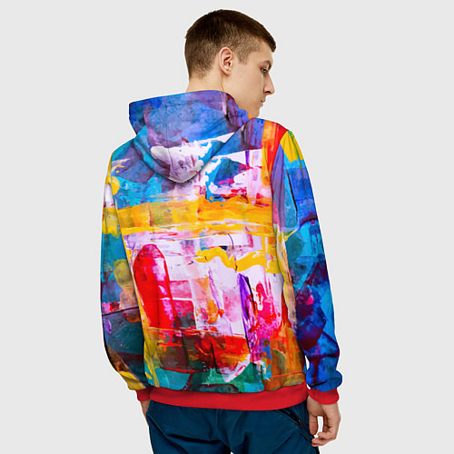 Мужская толстовка Импрессионизм Лето Абстракция Impressionism Summer / 3D-Красный – фото 4