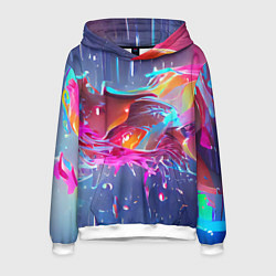 Толстовка-худи мужская Neon splashes, цвет: 3D-белый