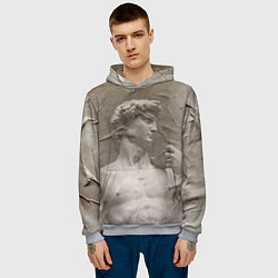 Толстовка-худи мужская Микеланджело Буонарроти Давид Пост-арт Michelangel, цвет: 3D-меланж — фото 2