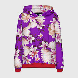 Толстовка-худи мужская Цветы Фиолетовый Цветок, цвет: 3D-красный