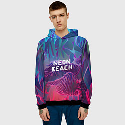 Толстовка-худи мужская Neon beach, цвет: 3D-черный — фото 2