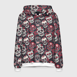 Толстовка-худи мужская День мертвых Черепа Мексика, цвет: 3D-белый