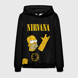 Толстовка-худи мужская NIRVANA ГОМЕР СИМПСОН, SIMPSONS, цвет: 3D-черный