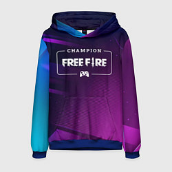 Толстовка-худи мужская Free Fire Gaming Champion: рамка с лого и джойстик, цвет: 3D-синий