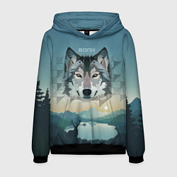 Толстовка-худи мужская Серый волк - голова, цвет: 3D-черный