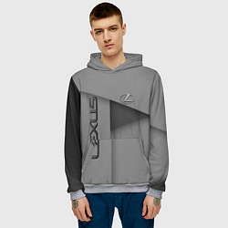 Толстовка-худи мужская Lexus - серая абстракция, цвет: 3D-меланж — фото 2