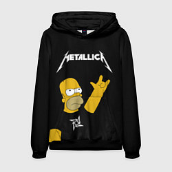 Толстовка-худи мужская Metallica Гомер Симпсон рокер, цвет: 3D-черный