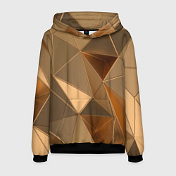 Толстовка-худи мужская Золотые 3D треугольники, цвет: 3D-черный