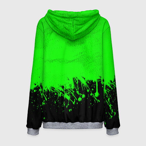 Мужская толстовка САЛАТОВЫЕ НЕОНОВЫЕ БРЫЗГИ КРАСКИ / 3D-Меланж – фото 2