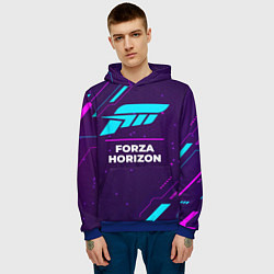 Толстовка-худи мужская Символ Forza Horizon в неоновых цветах на темном ф, цвет: 3D-синий — фото 2