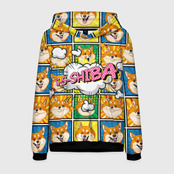 Толстовка-худи мужская Pop art shiba inu, цвет: 3D-черный