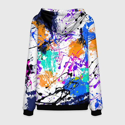 Мужская толстовка Брызги и мазки разноцветных красок на белом фоне / 3D-Черный – фото 2