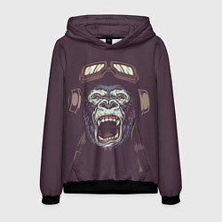 Толстовка-худи мужская Орущая горилла, цвет: 3D-черный