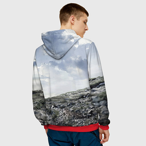 Мужская толстовка Toyota Land Cruiser Prado на скальных камнях Mount / 3D-Красный – фото 4