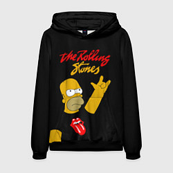Толстовка-худи мужская Rolling Stones Гомер Симпсон рокер, цвет: 3D-черный