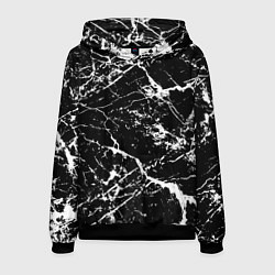 Толстовка-худи мужская Текстура чёрного мрамора Texture of black marble, цвет: 3D-черный