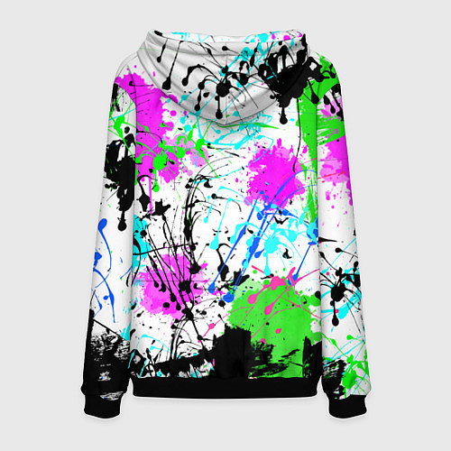 Мужская толстовка Неоновые разноцветные пятна и брызги красок / 3D-Черный – фото 2